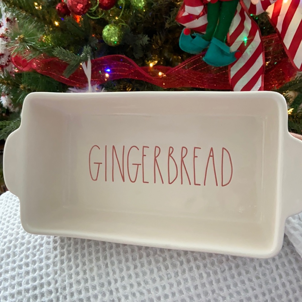 Rae Dunn ‘Gingerbread’ Loaf Pan. NWOT. Never used. Cream with‎ Orange LL …